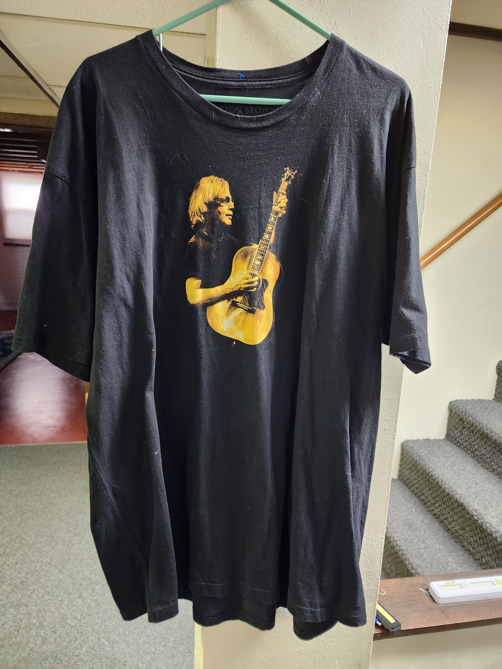 Jackson Brown 3x Black Concert Tour Tee with Yellow Guitar Graphic